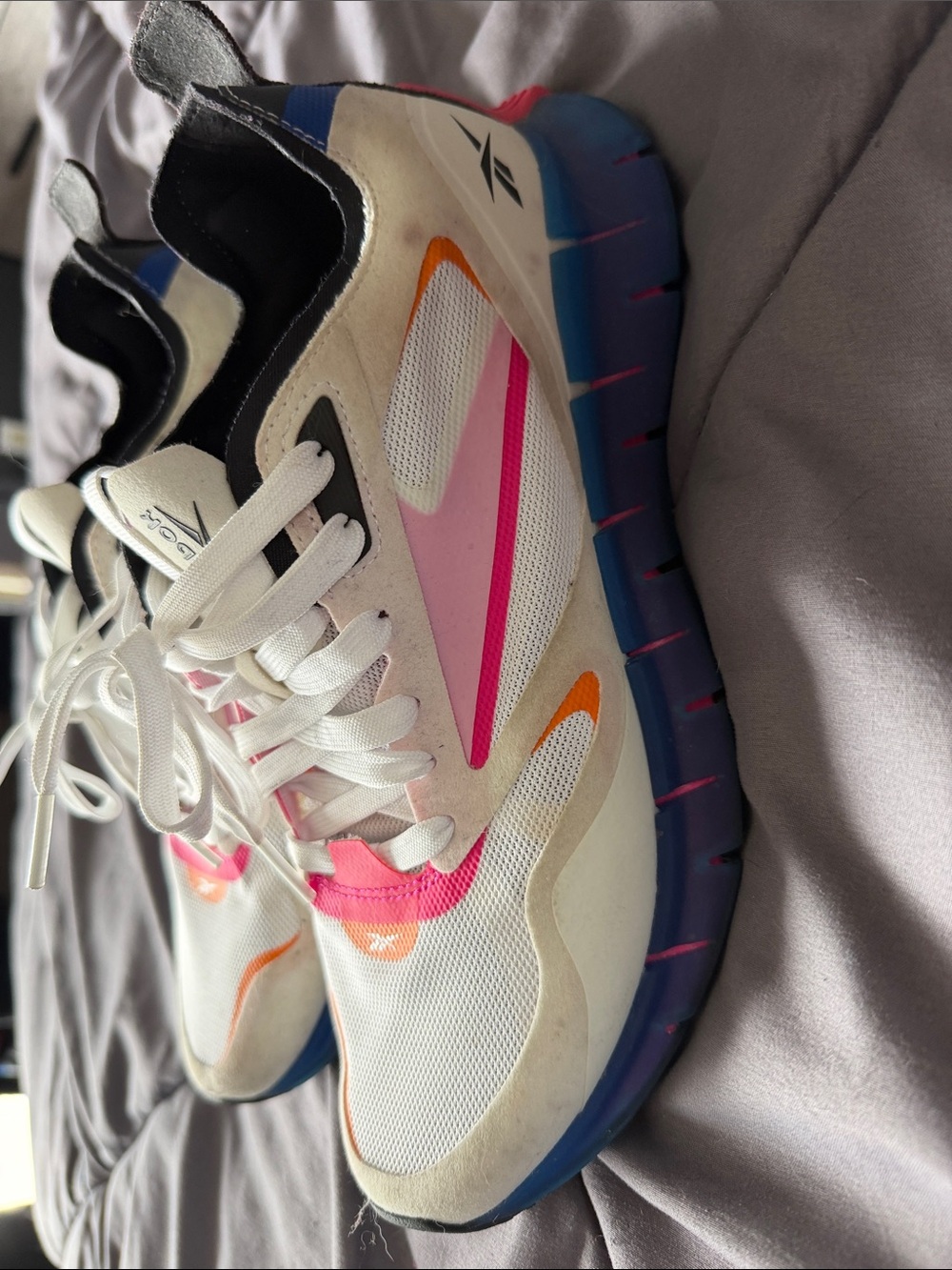 Reebok White Sneakers with Pink & Orange Accents 41